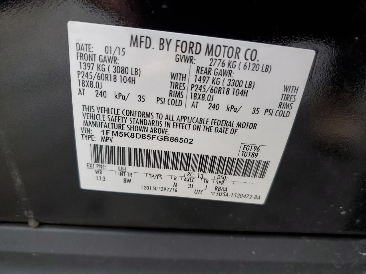 Photo 11 VIN: 1FM5K8D85FGB86502 - FORD EXPLORER 