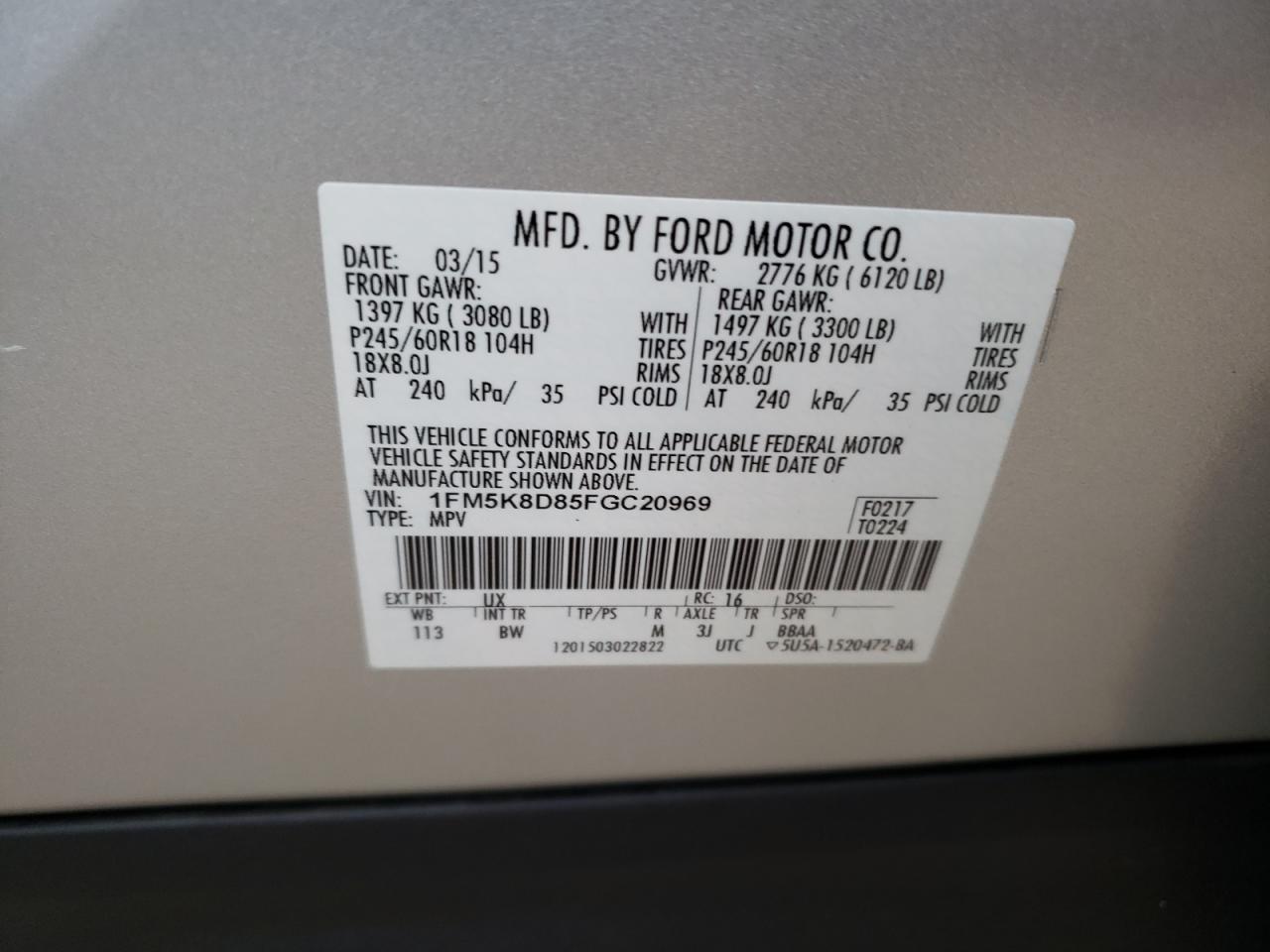 Photo 12 VIN: 1FM5K8D85FGC20969 - FORD EXPLORER 