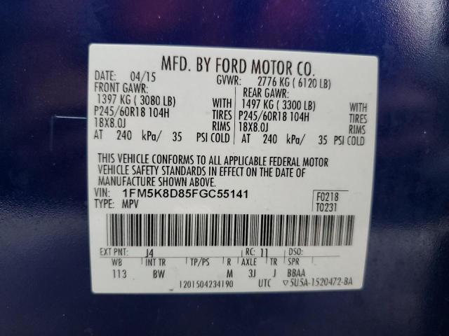 Photo 12 VIN: 1FM5K8D85FGC55141 - FORD EXPLORER 