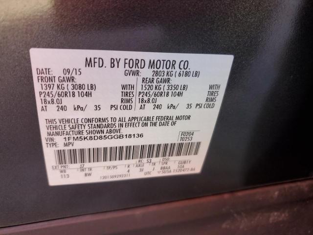 Photo 11 VIN: 1FM5K8D85GGB18136 - FORD EXPLORER 