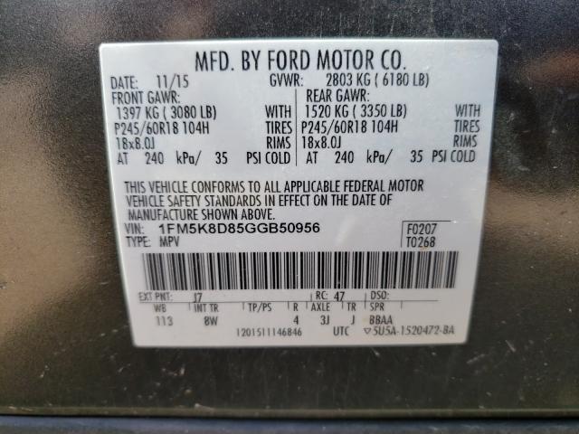 Photo 9 VIN: 1FM5K8D85GGB50956 - FORD EXPLORER X 