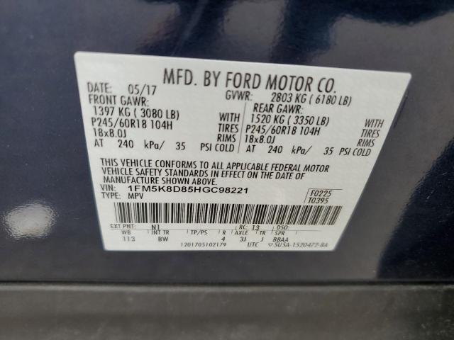 Photo 12 VIN: 1FM5K8D85HGC98221 - FORD EXPLORER X 