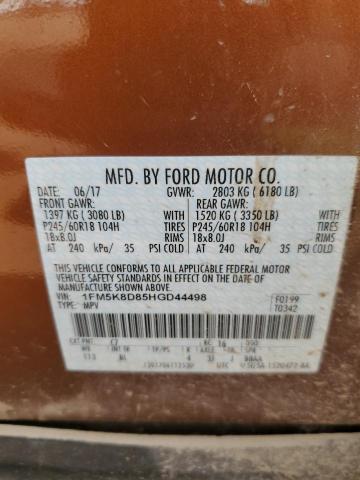 Photo 12 VIN: 1FM5K8D85HGD44498 - FORD EXPLORER 