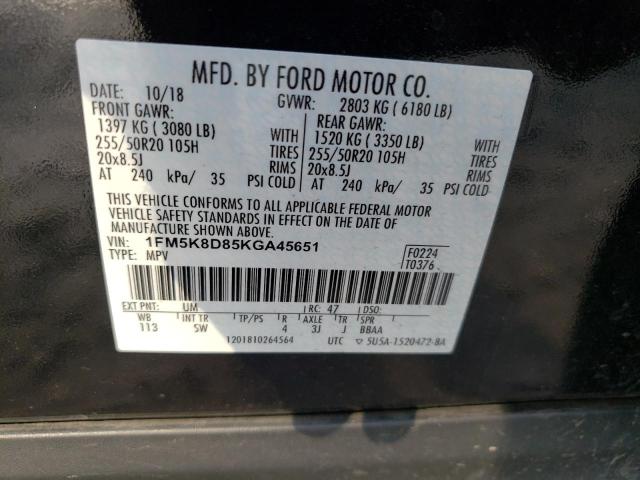 Photo 12 VIN: 1FM5K8D85KGA45651 - FORD EXPLORER X 