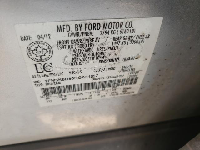 Photo 9 VIN: 1FM5K8D86DGA31857 - FORD EXPLORER X 