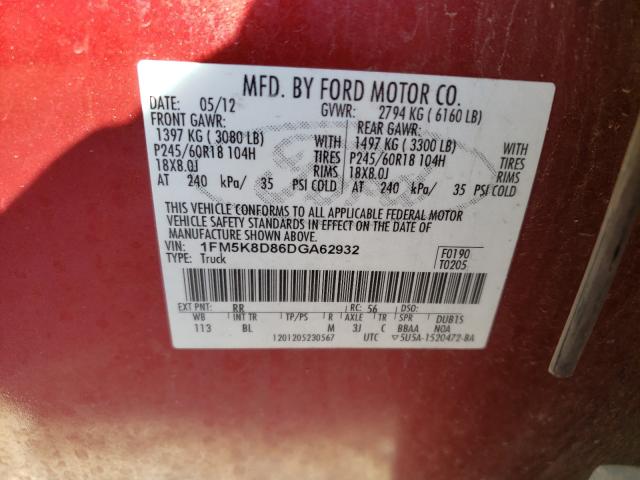 Photo 9 VIN: 1FM5K8D86DGA62932 - FORD EXPLORER X 