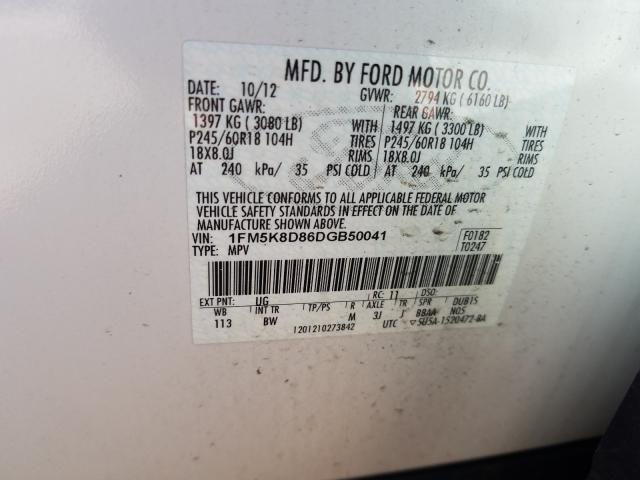 Photo 9 VIN: 1FM5K8D86DGB50041 - FORD EXPLORER 