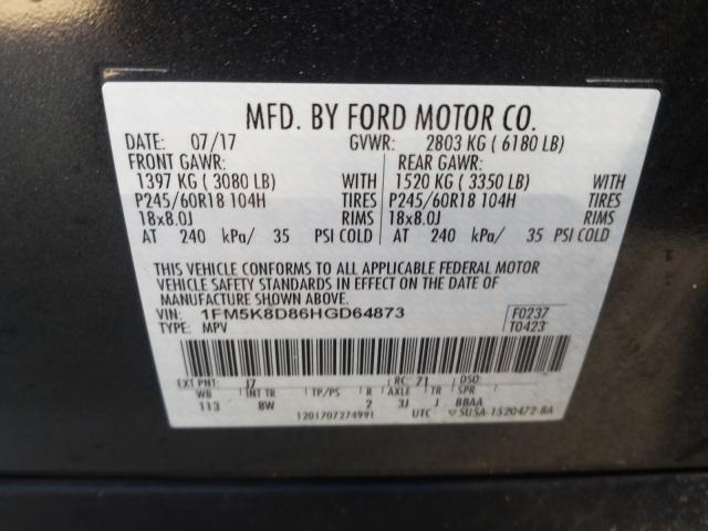 Photo 9 VIN: 1FM5K8D86HGD64873 - FORD EXPLORER X 