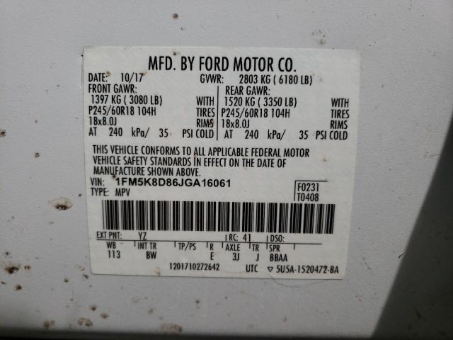 Photo 9 VIN: 1FM5K8D86JGA16061 - FORD EXPLORER X 