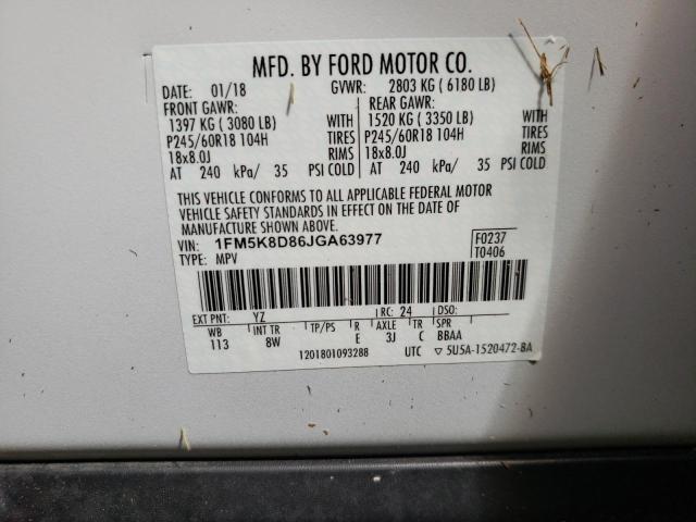 Photo 9 VIN: 1FM5K8D86JGA63977 - FORD EXPLORER X 