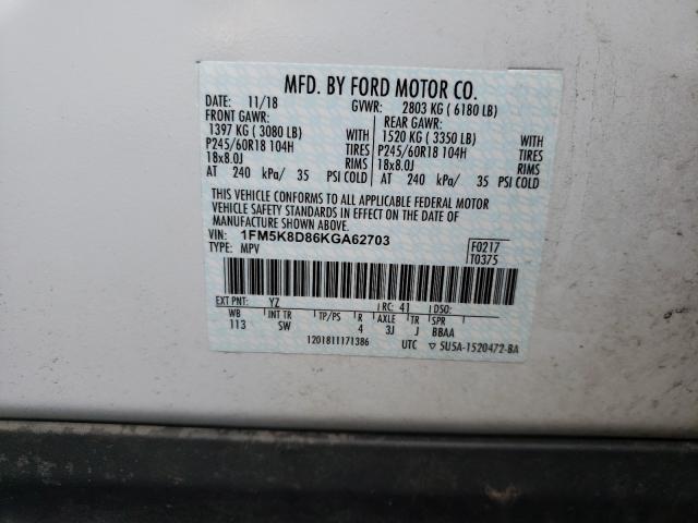 Photo 9 VIN: 1FM5K8D86KGA62703 - FORD EXPLORER X 