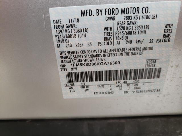 Photo 9 VIN: 1FM5K8D86KGA76309 - FORD EXPLORER X 