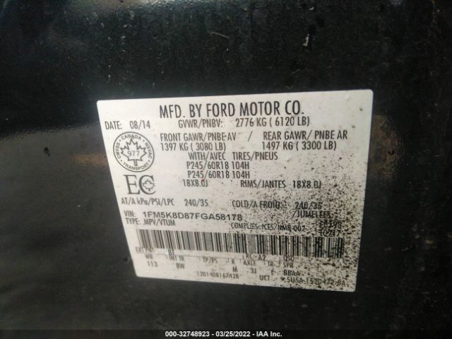 Photo 8 VIN: 1FM5K8D87FGA58178 - FORD EXPLORER 