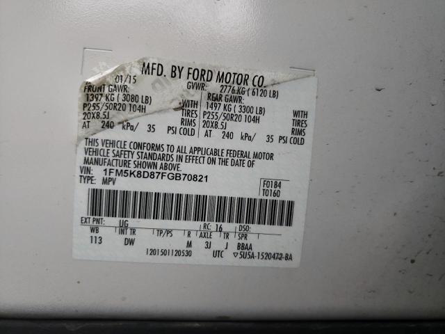 Photo 12 VIN: 1FM5K8D87FGB70821 - FORD EXPLORER X 