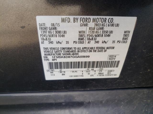 Photo 12 VIN: 1FM5K8D87GGA55699 - FORD EXPLORER 