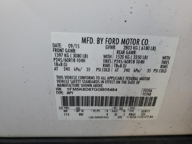 Photo 12 VIN: 1FM5K8D87GGB05484 - FORD EXPLORER X 