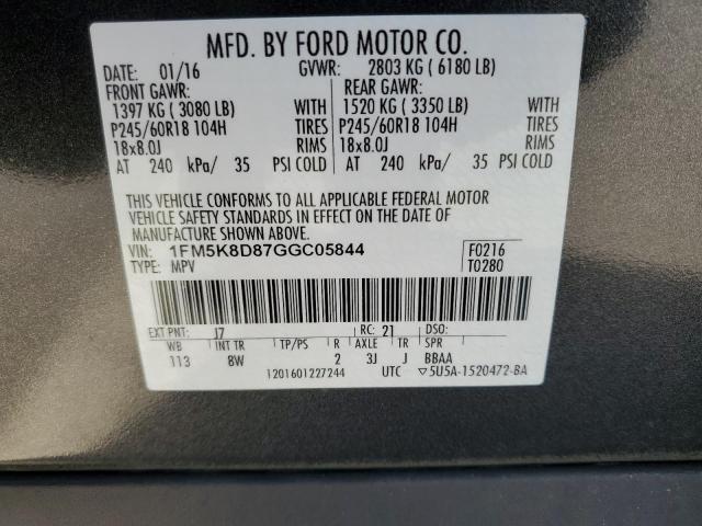 Photo 13 VIN: 1FM5K8D87GGC05844 - FORD EXPLORER 