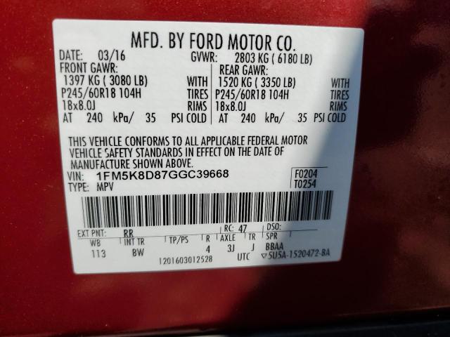 Photo 11 VIN: 1FM5K8D87GGC39668 - FORD EXPLORER X 