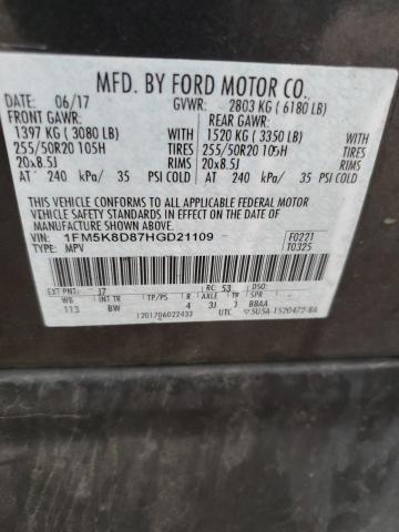 Photo 13 VIN: 1FM5K8D87HGD21109 - FORD EXPLORER X 