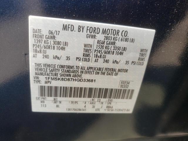 Photo 9 VIN: 1FM5K8D87HGD33681 - FORD EXPLORER X 