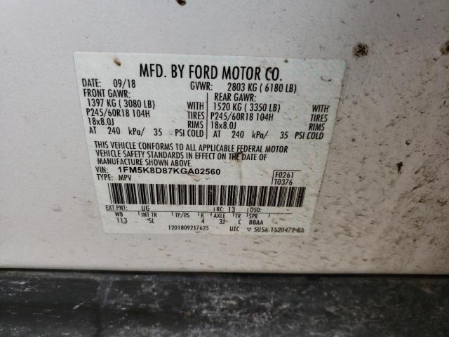 Photo 12 VIN: 1FM5K8D87KGA02560 - FORD EXPLORER X 