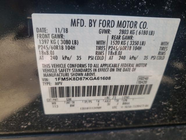 Photo 9 VIN: 1FM5K8D87KGA61608 - FORD EXPLORER X 