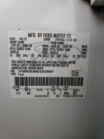 Photo 12 VIN: 1FM5K8D88DGA35957 - FORD EXPLORER 