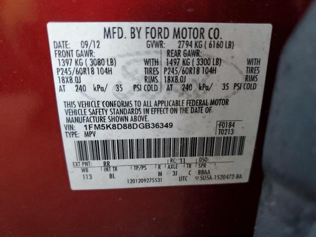 Photo 12 VIN: 1FM5K8D88DGB36349 - FORD EXPLORER 