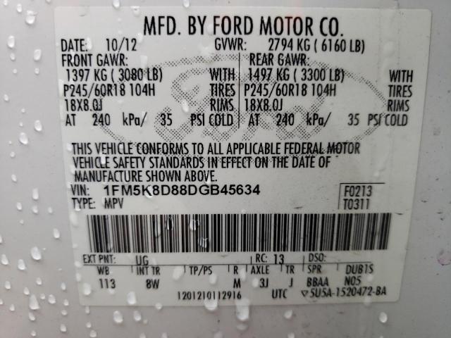 Photo 13 VIN: 1FM5K8D88DGB45634 - FORD EXPLORER 