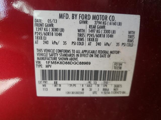 Photo 9 VIN: 1FM5K8D88DGC88969 - FORD EXPLORER X 