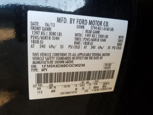 Photo 9 VIN: 1FM5K8D88DGC90236 - FORD EXPLORER X 