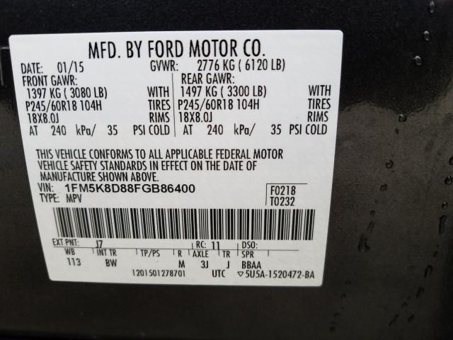 Photo 9 VIN: 1FM5K8D88FGB86400 - FORD EXPLORER 