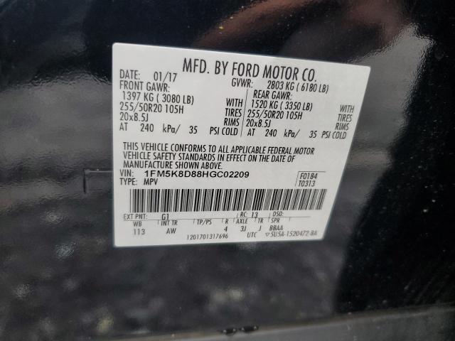 Photo 12 VIN: 1FM5K8D88HGC02209 - FORD EXPLORER 