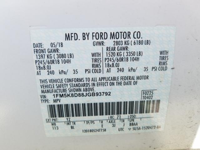 Photo 9 VIN: 1FM5K8D88JGB93792 - FORD EXPLORER X 