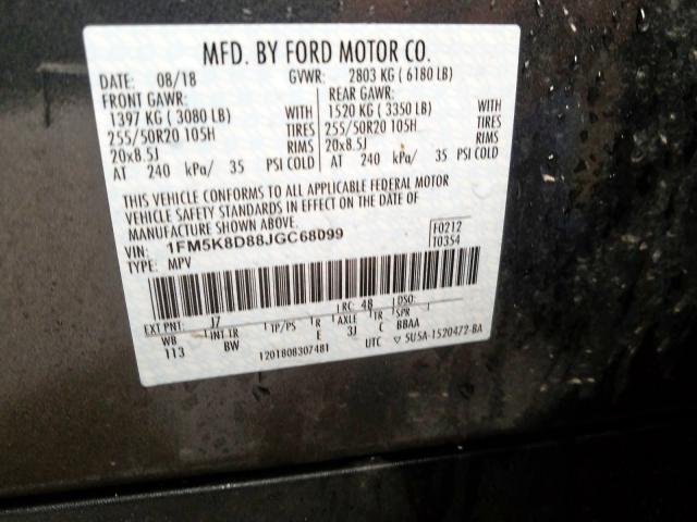 Photo 9 VIN: 1FM5K8D88JGC68099 - FORD EXPLORER X 