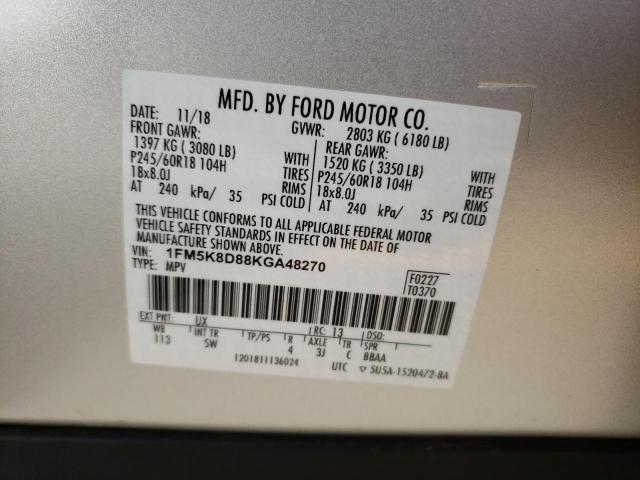 Photo 12 VIN: 1FM5K8D88KGA48270 - FORD EXPLORER X 