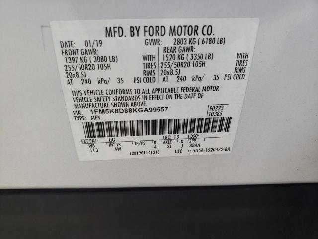 Photo 12 VIN: 1FM5K8D88KGA99557 - FORD EXPLORER X 