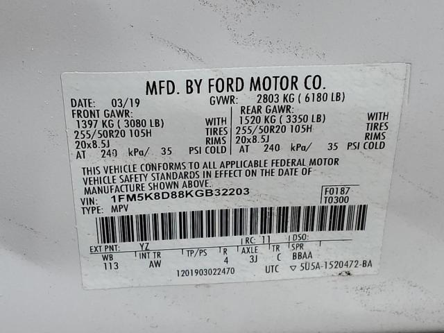 Photo 11 VIN: 1FM5K8D88KGB32203 - FORD EXPLORER X 