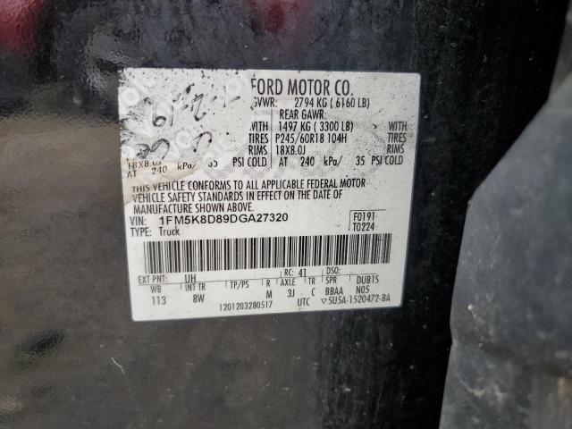 Photo 12 VIN: 1FM5K8D89DGA27320 - FORD EXPLORER 