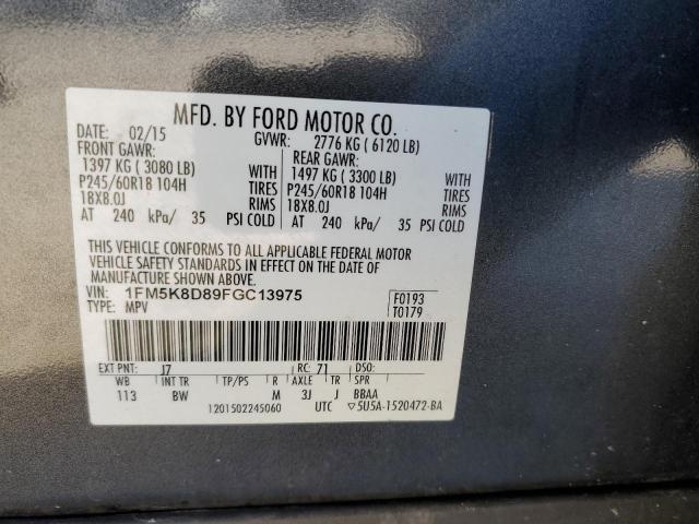 Photo 12 VIN: 1FM5K8D89FGC13975 - FORD EXPLORER X 