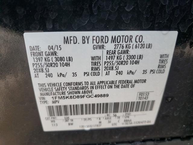 Photo 9 VIN: 1FM5K8D89FGC49889 - FORD EXPLORER 