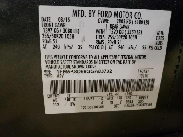 Photo 12 VIN: 1FM5K8D89GGA83732 - FORD EXPLORER X 