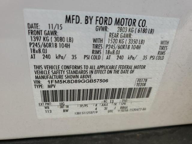 Photo 12 VIN: 1FM5K8D89GGB57506 - FORD EXPLORER X 