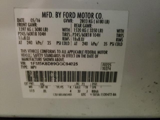 Photo 12 VIN: 1FM5K8D89GGC94025 - FORD EXPLORER X 