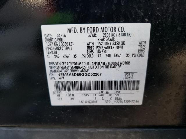 Photo 12 VIN: 1FM5K8D89GGD02267 - FORD EXPLORER 