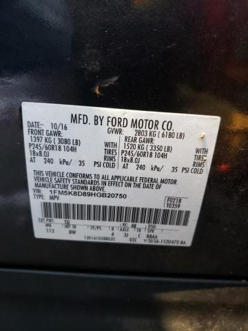 Photo 9 VIN: 1FM5K8D89HGB20750 - FORD EXPLORER X 