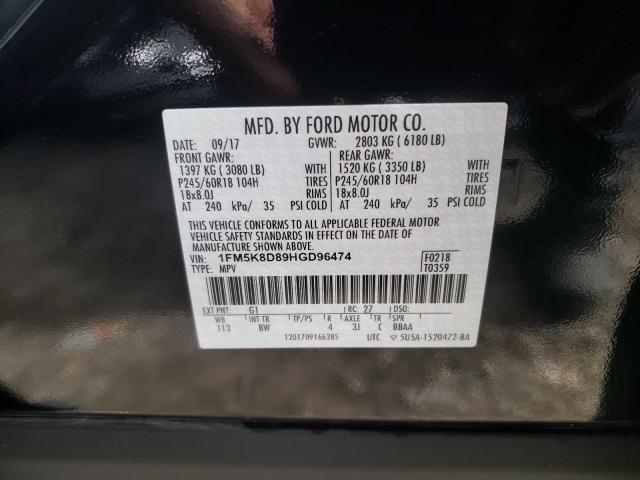 Photo 9 VIN: 1FM5K8D89HGD96474 - FORD EXPLORER X 