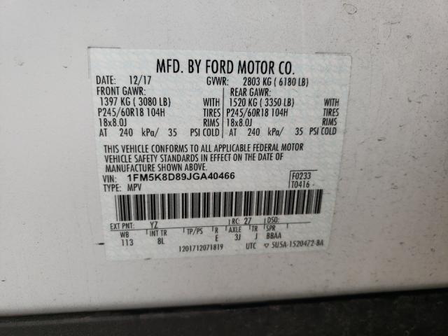 Photo 9 VIN: 1FM5K8D89JGA40466 - FORD EXPLORER X 