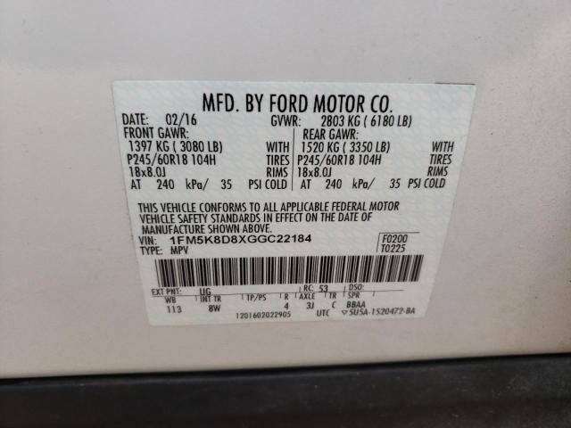 Photo 13 VIN: 1FM5K8D8XGGC22184 - FORD EXPLORER 