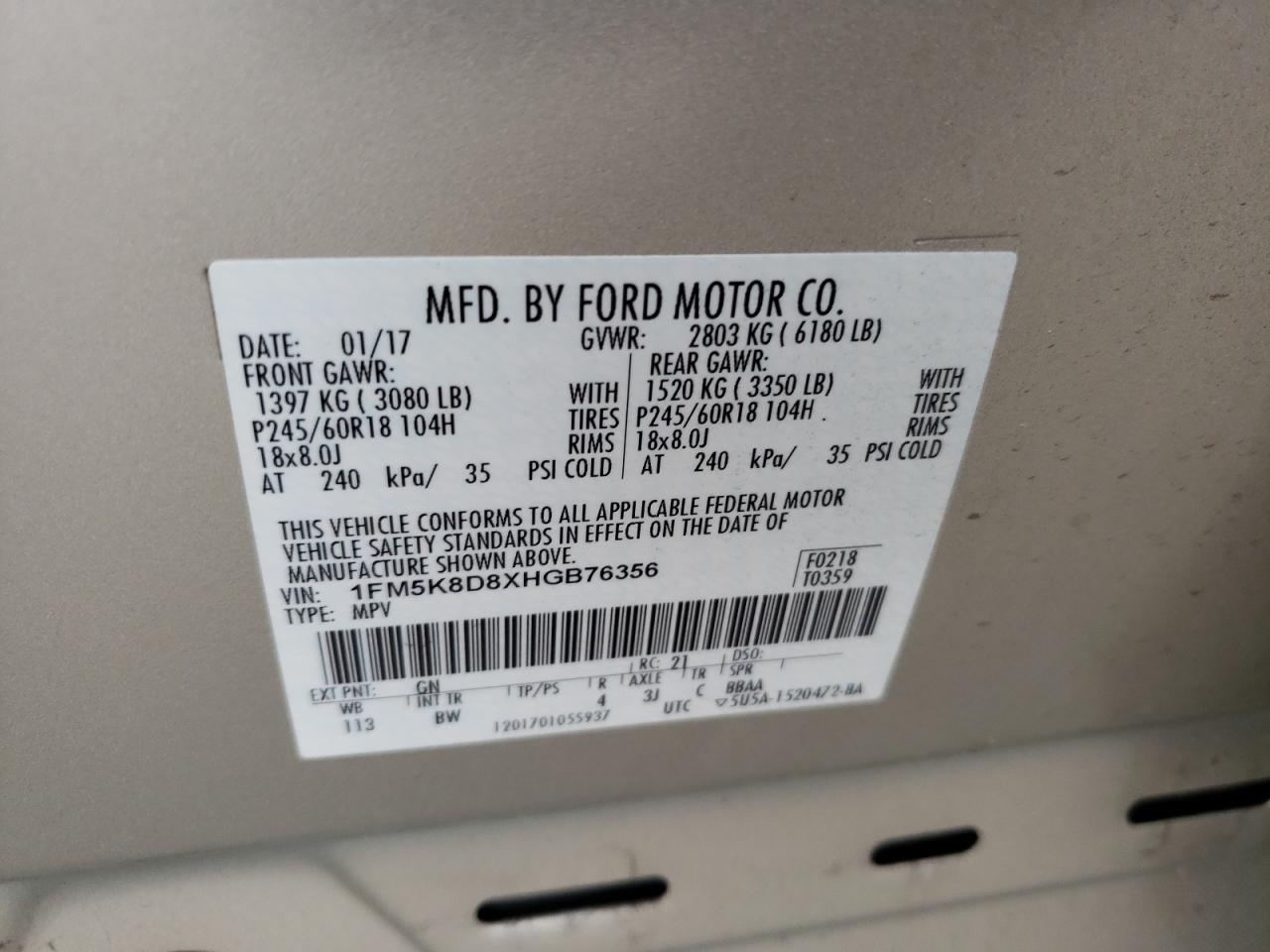 Photo 12 VIN: 1FM5K8D8XHGB76356 - FORD EXPLORER 